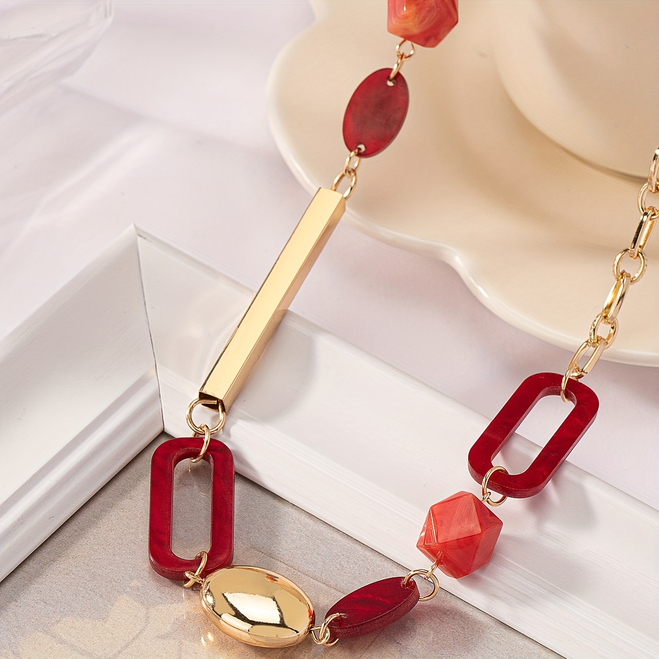 Boho Style Golden Plated Geometric Long Necklace